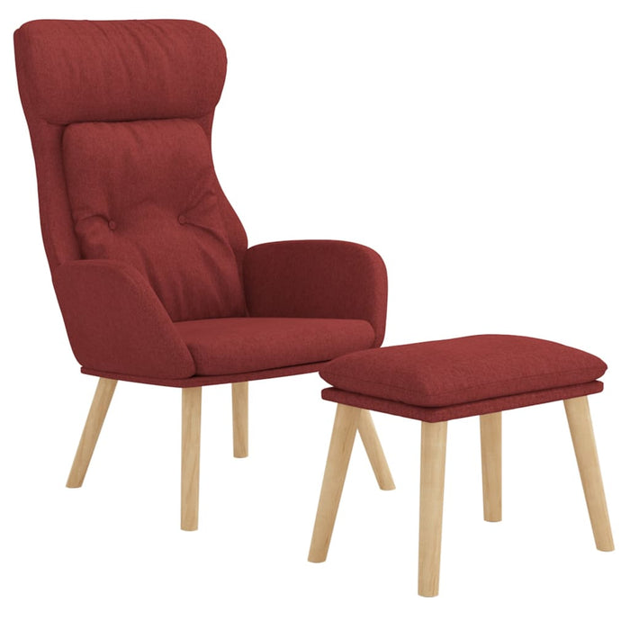 Scaun de relaxare cu taburet, roșu vin, textil WALTI