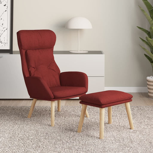 Scaun de relaxare cu taburet, roșu vin, textil - WALTI WALTI