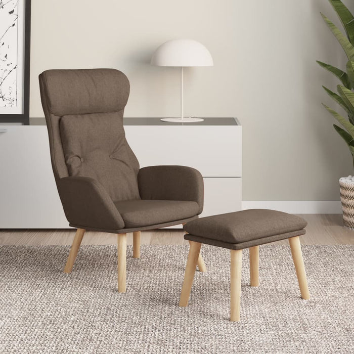 Scaun de relaxare cu taburet, gri taupe, textil WALTI