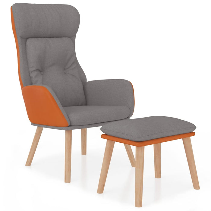 Scaun de relaxare cu taburet gri deschis piele ecologică/textil - WALTI WALTI