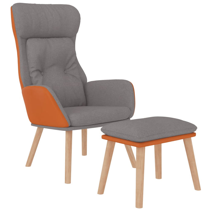 Scaun de relaxare cu taburet gri deschis piele ecologică/textil - WALTI WALTI