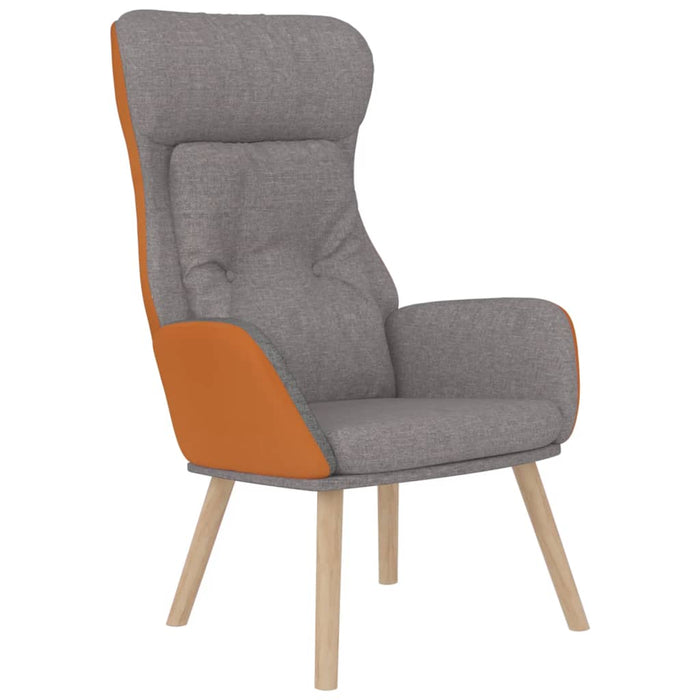 Scaun de relaxare cu taburet gri deschis piele ecologică/textil - WALTI WALTI