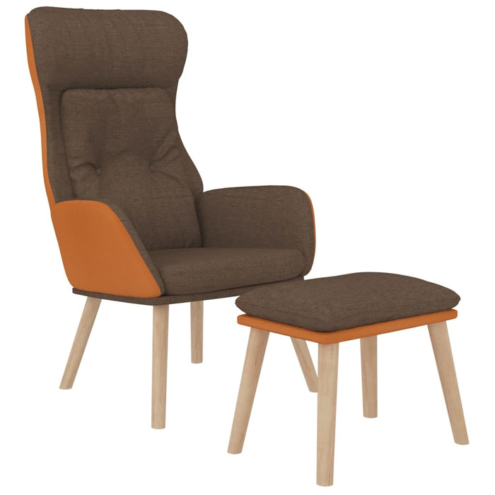Scaun de relaxare cu taburet, maro, piele ecologică/textil WALTI