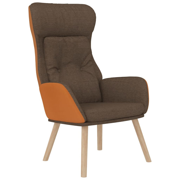 Scaun de relaxare cu taburet, maro, piele ecologică/textil WALTI