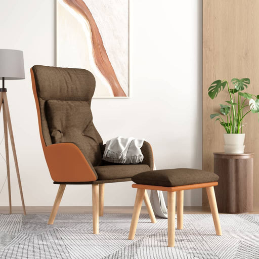 Scaun de relaxare cu taburet, maro, piele ecologică/textil - WALTI WALTI
