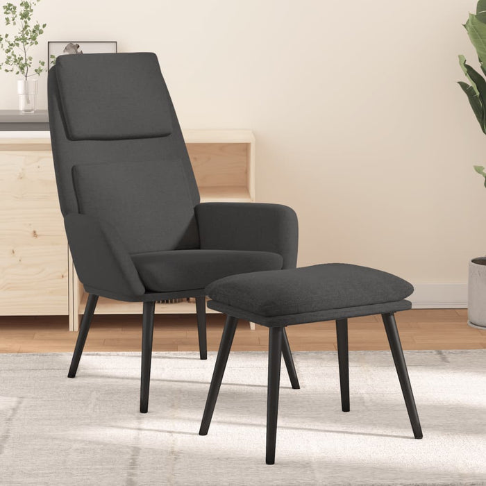 Scaun de relaxare cu taburet, gri închis, textil - WALTI WALTI