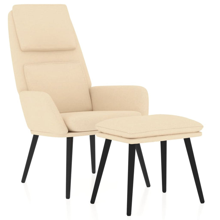 Scaun de relaxare cu taburet, crem, textil - WALTI WALTI