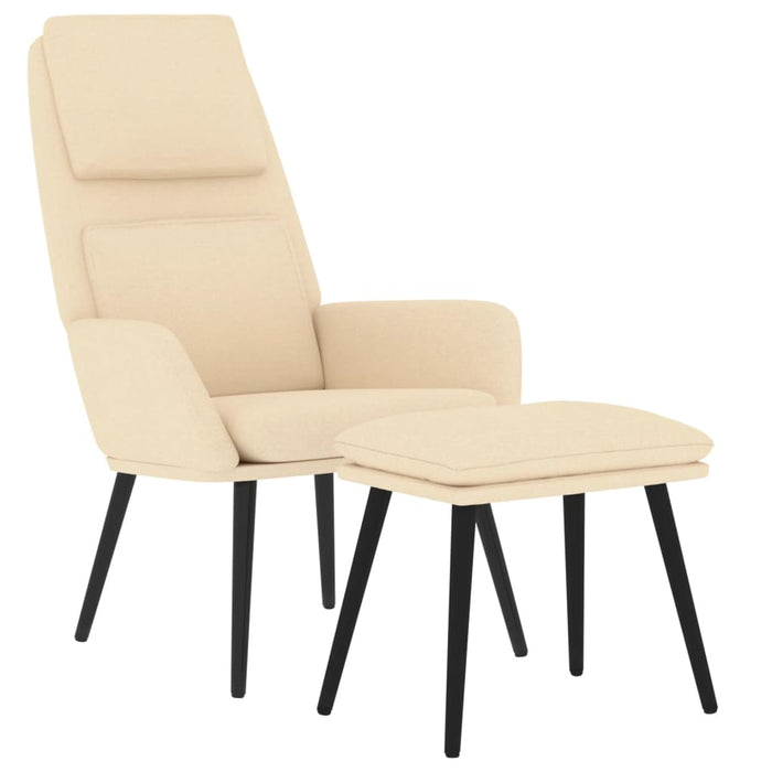 Scaun de relaxare cu taburet, crem, textil - WALTI WALTI