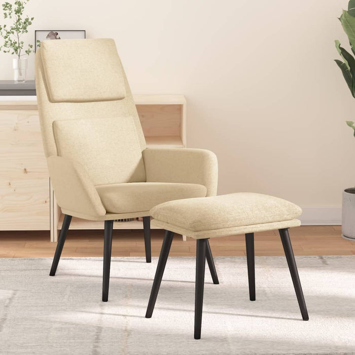 Scaun de relaxare cu taburet, crem, textil - WALTI WALTI