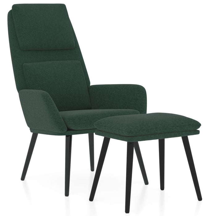 Scaun de relaxare cu taburet, verde închis, catifea - WALTI WALTI