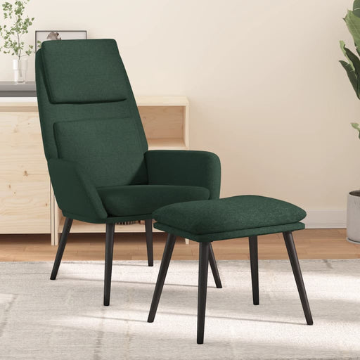 Scaun de relaxare cu taburet, verde închis, catifea - WALTI WALTI