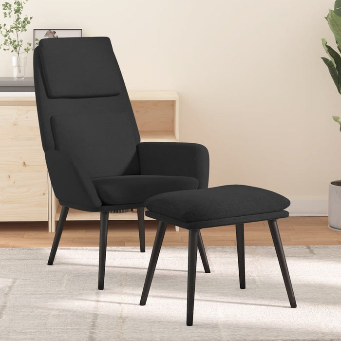 Scaun de relaxare cu taburet, negru, textil - WALTI WALTI