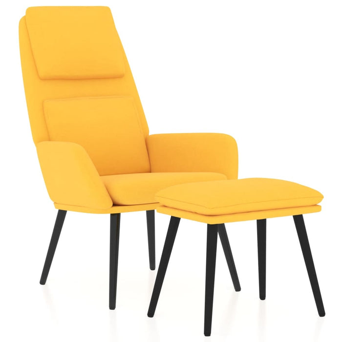 Scaun relaxare cu taburet, galben muștar, textil - WALTI WALTI