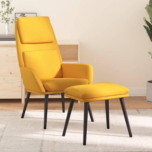 Scaun relaxare cu taburet, galben muștar, textil - WALTI WALTI