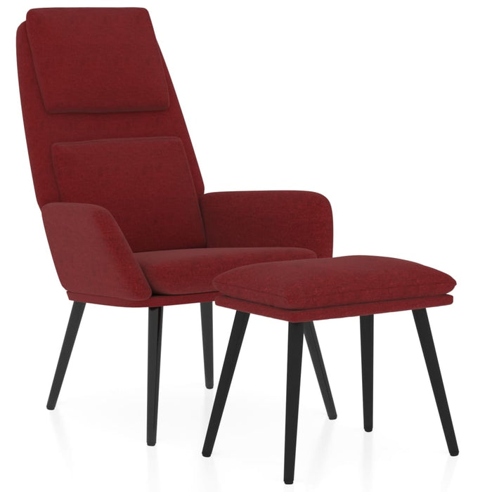 Scaun de relaxare cu taburet, roșu vin, textil WALTI