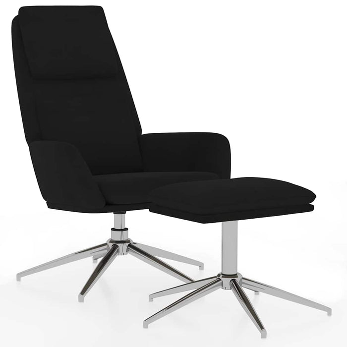 Scaun de relaxare cu taburet, negru, microfibră WALTI