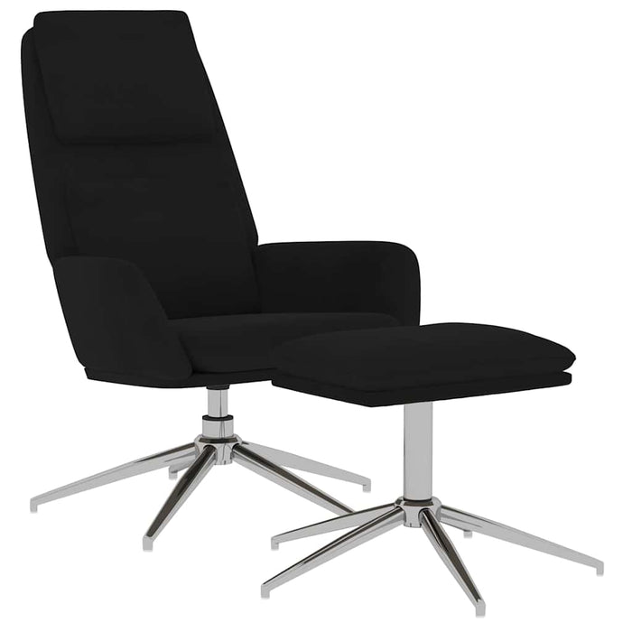 Scaun de relaxare cu taburet, negru, microfibră WALTI