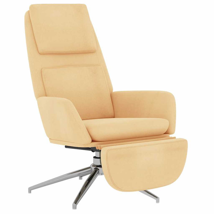 Scaun de relaxare cu taburet, crem, microfibră WALTI