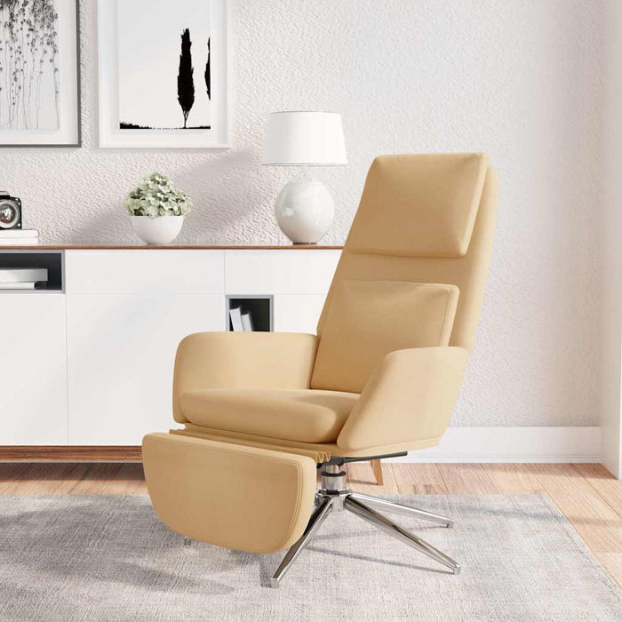 Scaun de relaxare cu taburet, crem, microfibră WALTI