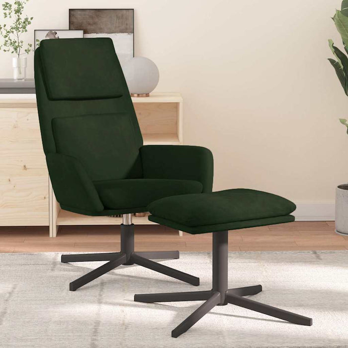 Scaun de relaxare cu taburet, verde închis, catifea WALTI