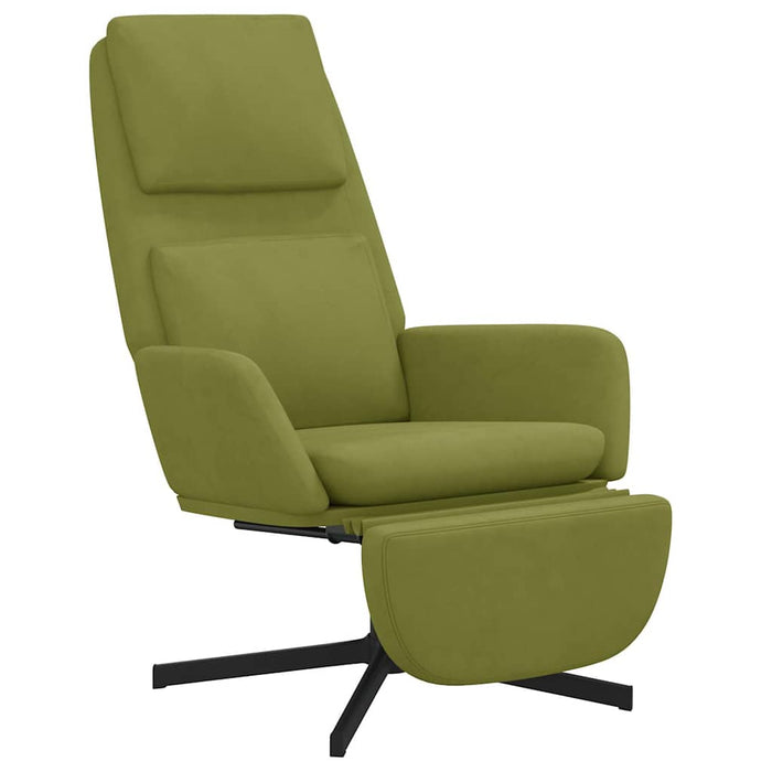 Scaun de relaxare cu taburet, verde deschis, catifea WALTI