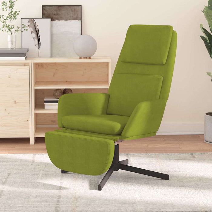 Scaun de relaxare cu taburet, verde deschis, catifea WALTI