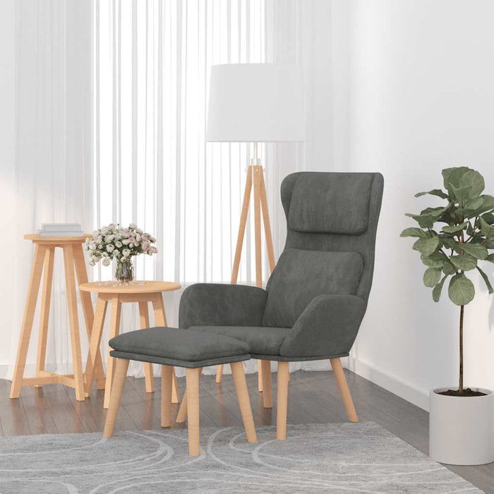 Scaun de relaxare cu taburet, gri închis, catifea - WALTI WALTI