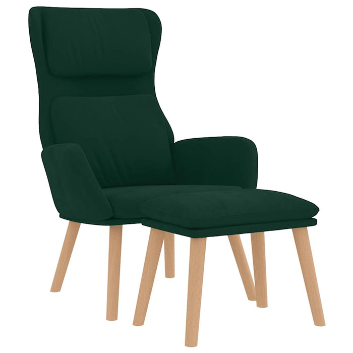Scaun de relaxare cu taburet, verde închis, catifea WALTI