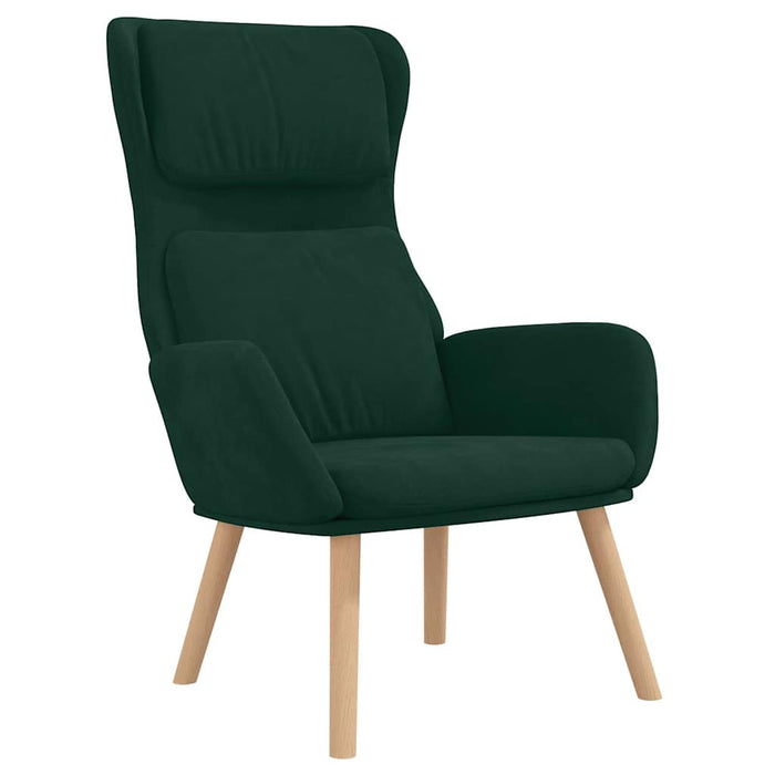 Scaun de relaxare cu taburet, verde închis, catifea WALTI