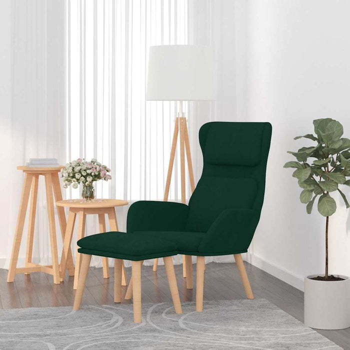 Scaun de relaxare cu taburet, verde închis, catifea WALTI