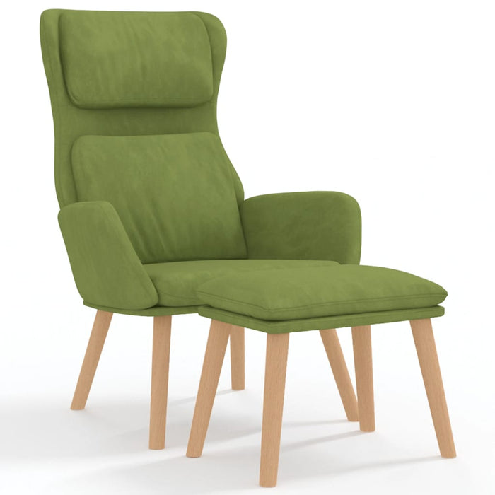Scaun de relaxare cu taburet, verde deschis, catifea WALTI