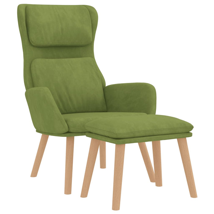 Scaun de relaxare cu taburet, verde deschis, catifea WALTI