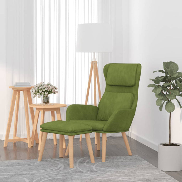 Scaun de relaxare cu taburet, verde deschis, catifea WALTI