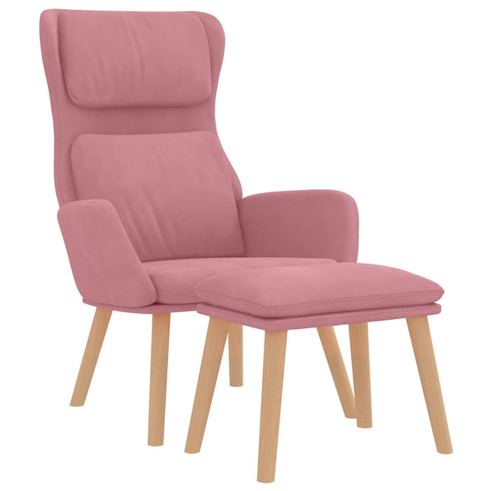 Scaun de relaxare cu taburet, roz, catifea - WALTI WALTI