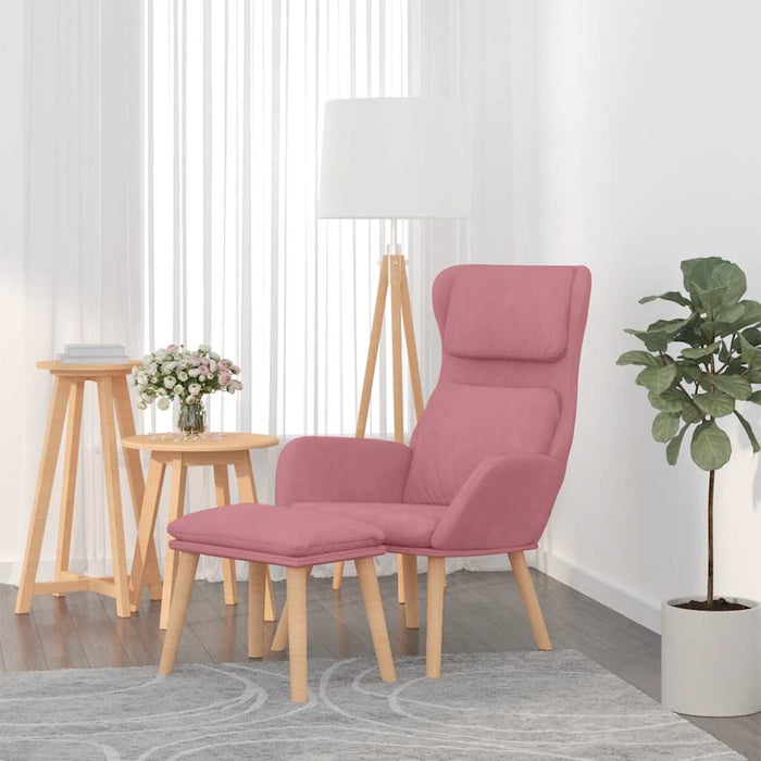 Scaun de relaxare cu taburet, roz, catifea - WALTI WALTI