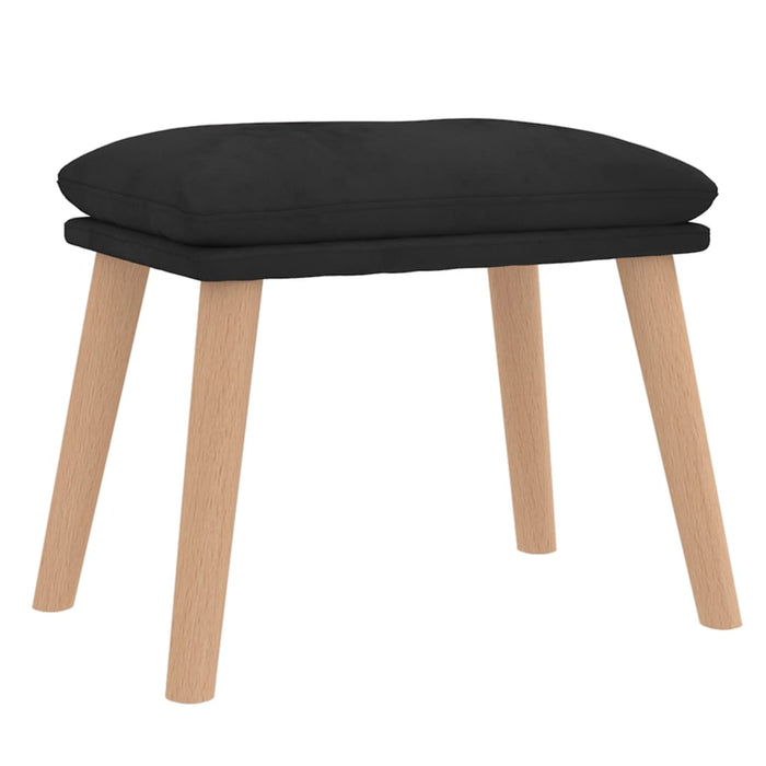 Scaun de relaxare cu taburet, negru, catifea - WALTI WALTI