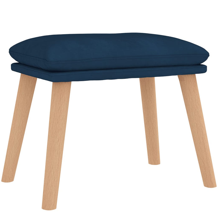 Scaun de relaxare cu taburet, albastru, catifea - WALTI WALTI