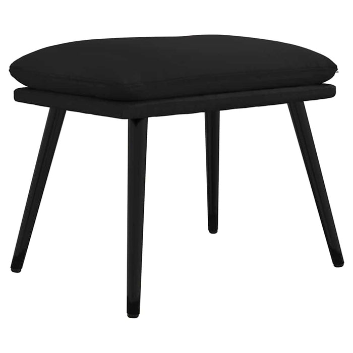 Scaun de relaxare cu taburet, negru lucios, piele artificială WALTI