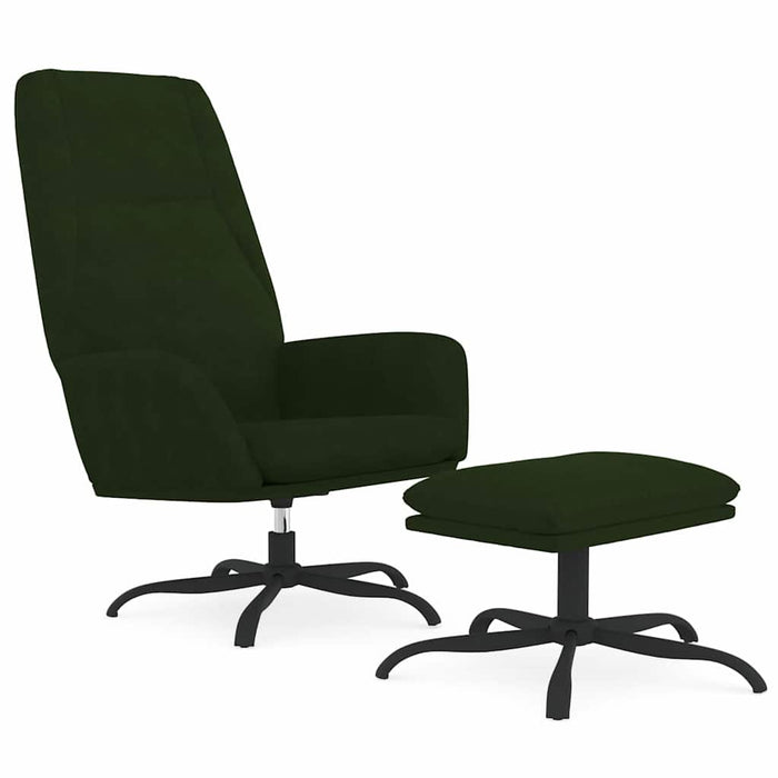 Scaun de relaxare cu taburet, verde închis, catifea WALTI