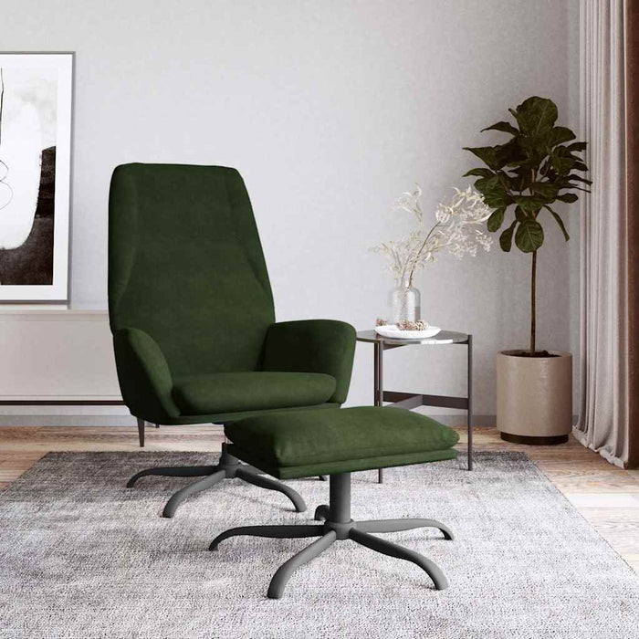Scaun de relaxare cu taburet, verde închis, catifea WALTI