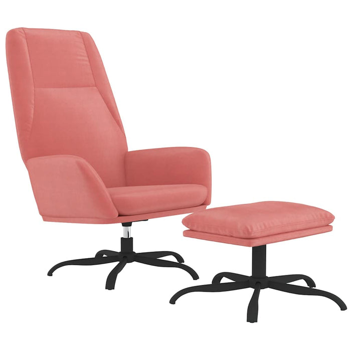 Scaun de relaxare cu taburet, roz, catifea WALTI