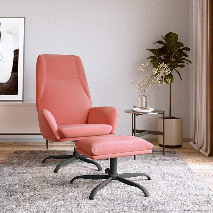 Scaun de relaxare cu taburet, roz, catifea WALTI