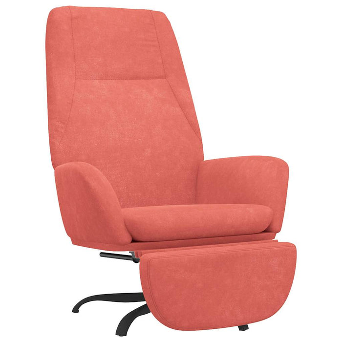 Scaun de relaxare cu taburet, roz, catifea WALTI