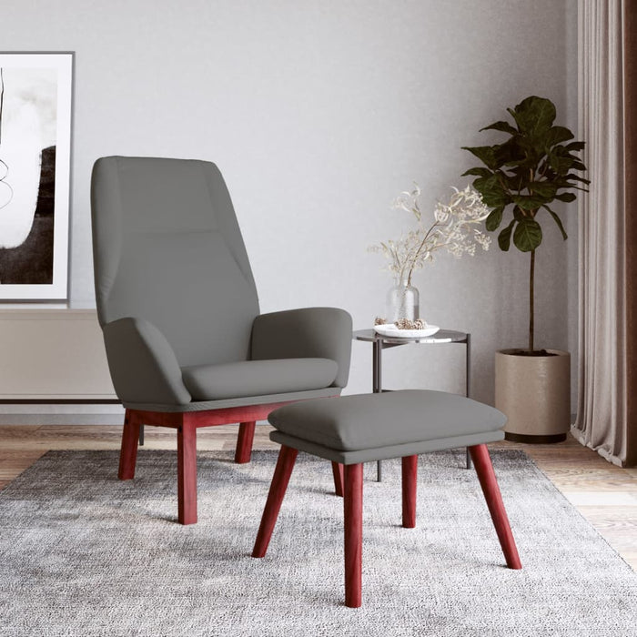Scaun de relaxare cu taburet, gri deschis, textil - WALTI WALTI