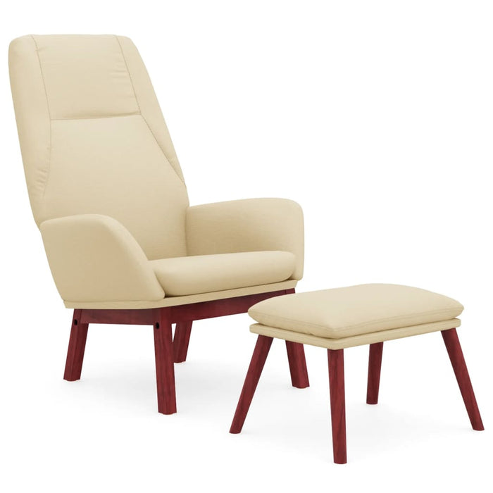 Scaun de relaxare cu taburet, crem, textil - WALTI WALTI