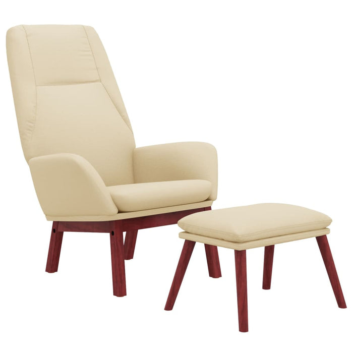 Scaun de relaxare cu taburet, crem, textil - WALTI WALTI