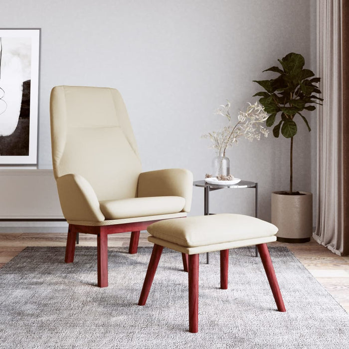 Scaun de relaxare cu taburet, crem, textil - WALTI WALTI