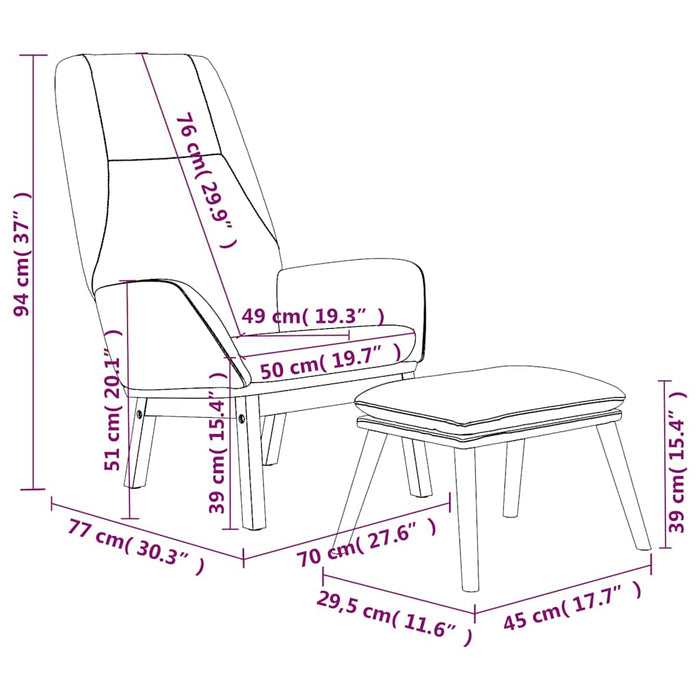 Scaun de relaxare cu taburet, albastru, textil WALTI