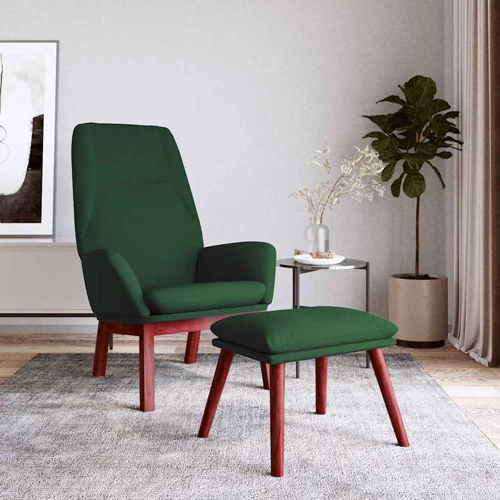 Scaun de relaxare cu taburet, verde închis, textil - WALTI WALTI