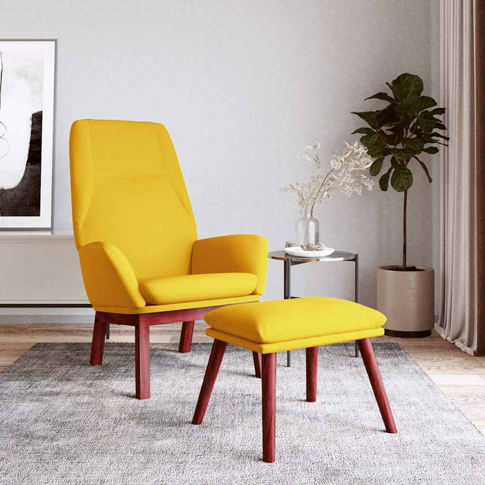 Scaun de relaxare cu taburet, galben muștar, textil WALTI